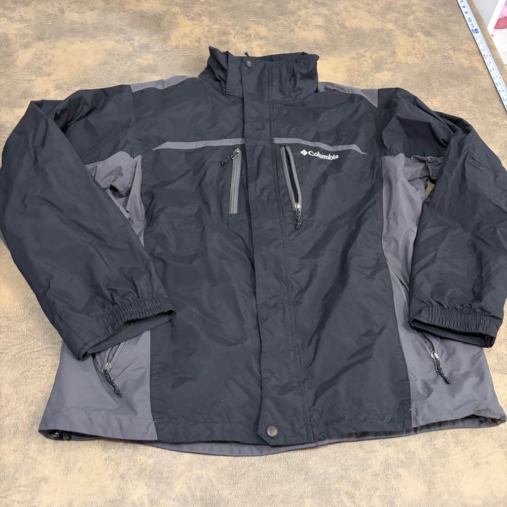 Columbia Interchange Waterproof Jacket Mens L Black Grey XM7157 Outdoor